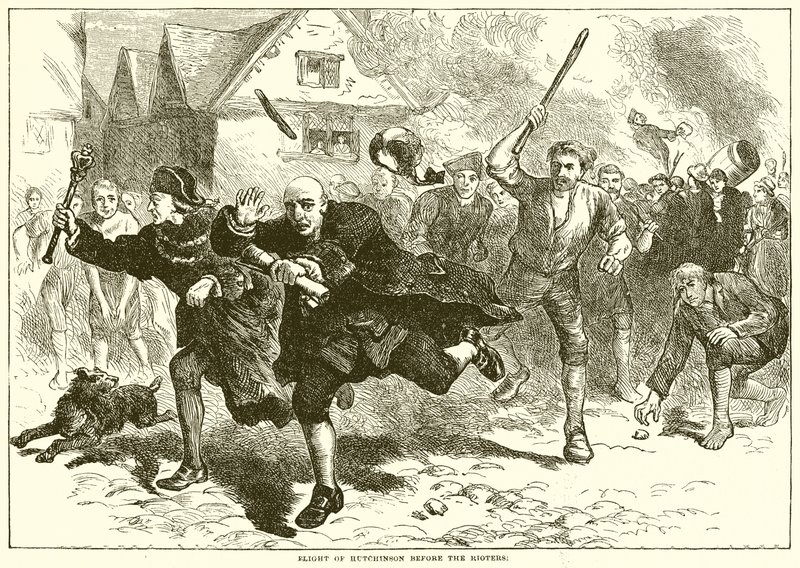 Flucht von Hutchinson vor den Aufständischen von English School
