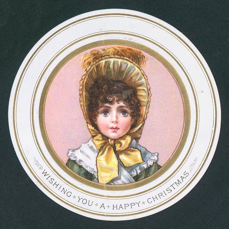 Mädchen mit Haube, Weihnachtskarte von English School