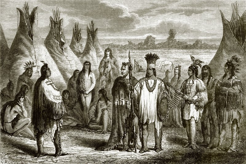 Gruppe von Indianern von English School