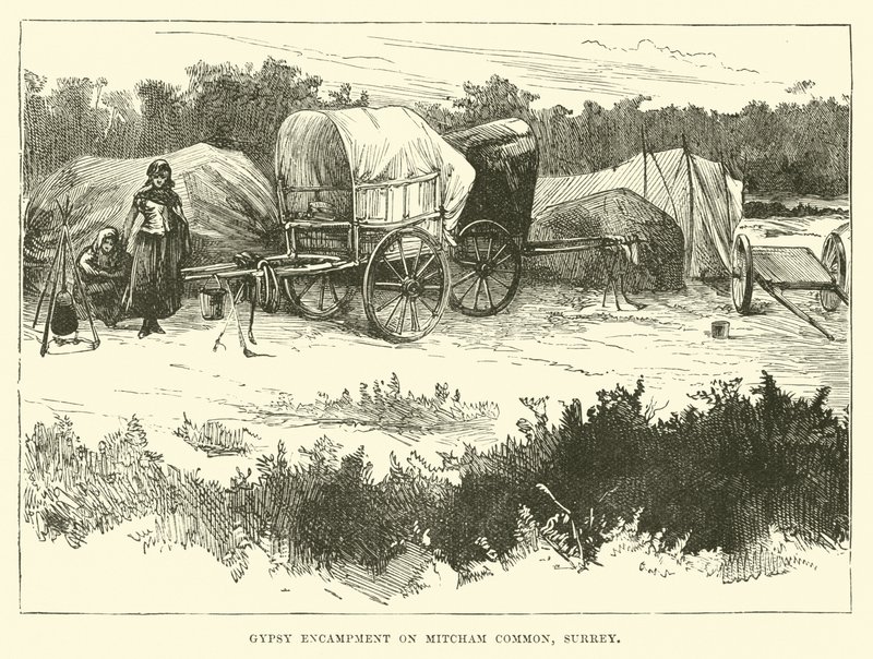 Zigeunerlager auf Mitcham Common, Surrey von English School