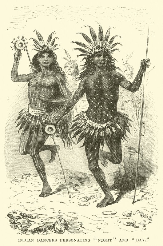 Indische Tänzer, die Nacht und Tag darstellen von English School