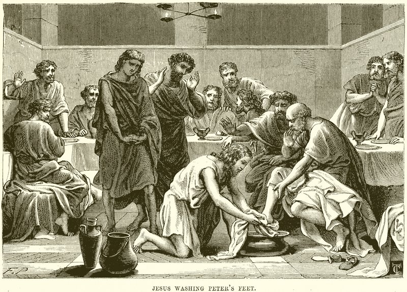Jesus wäscht Petrus die Füße von English School