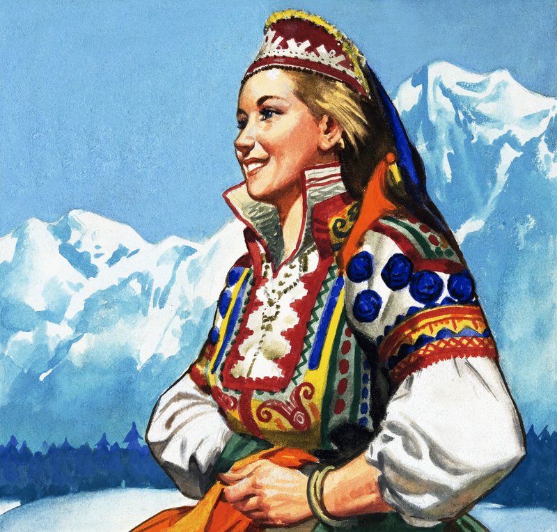 Nationale Tracht Jugoslawiens von English School