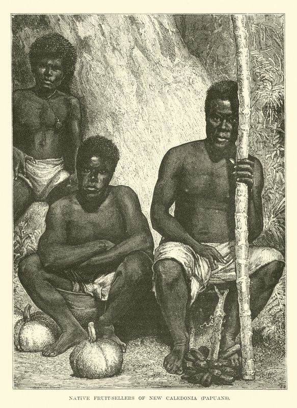 Einheimische Obstverkäufer von Neukaledonien, Papua von English School