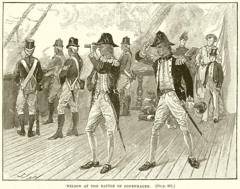 Nelson in der Schlacht von Kopenhagen von English School