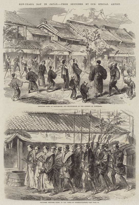 Neujahrstag in Japan (Stich) von English School