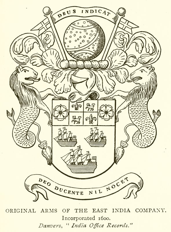 Ursprüngliches Wappen der Ostindien-Kompanie von English School