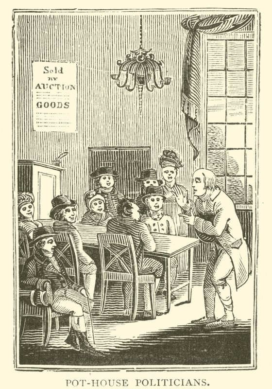 Politiker im Wirtshaus (Holzschnitt) von English School