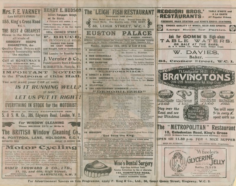 Programm für The Euston von English School