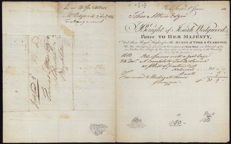Quittung ausgestellt von Josiah Wedgwood von English School