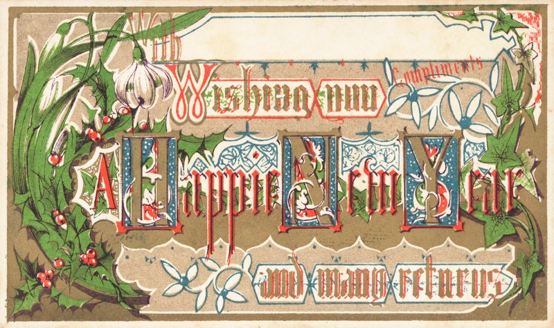 Saisonale Blumen, Neujahrskarte von English School