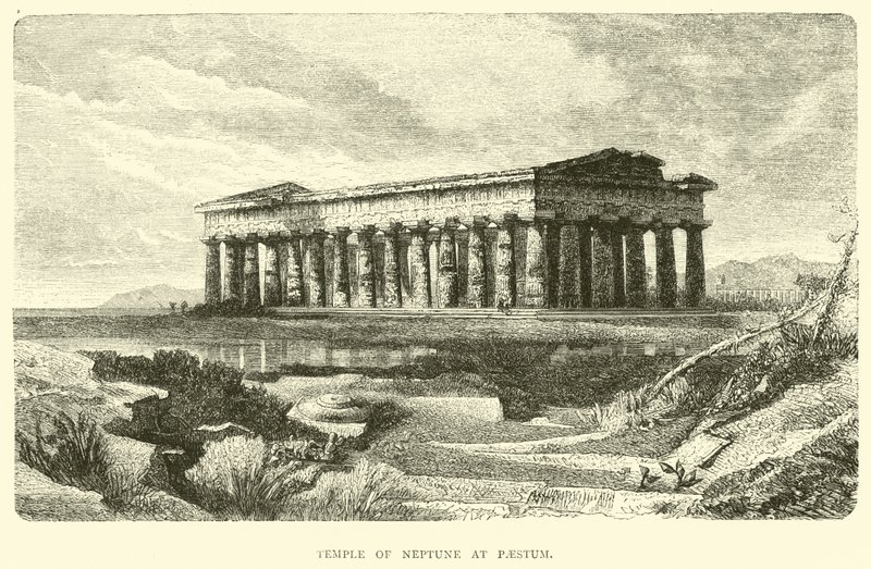 Tempel des Neptun in Paestum von English School
