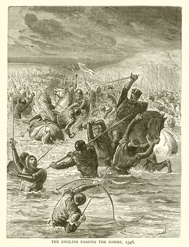 Die Engländer überqueren die Somme, 1346 von English School