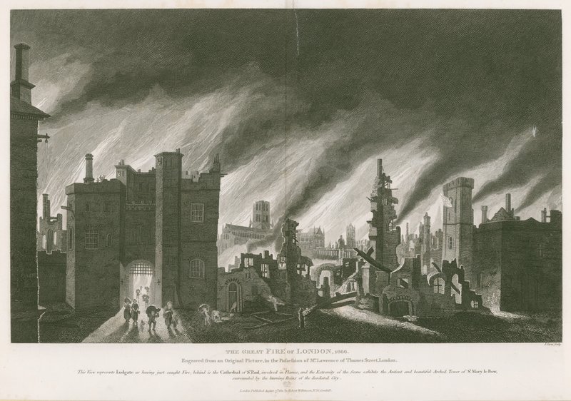 Der Große Brand von London, 1666 von English School