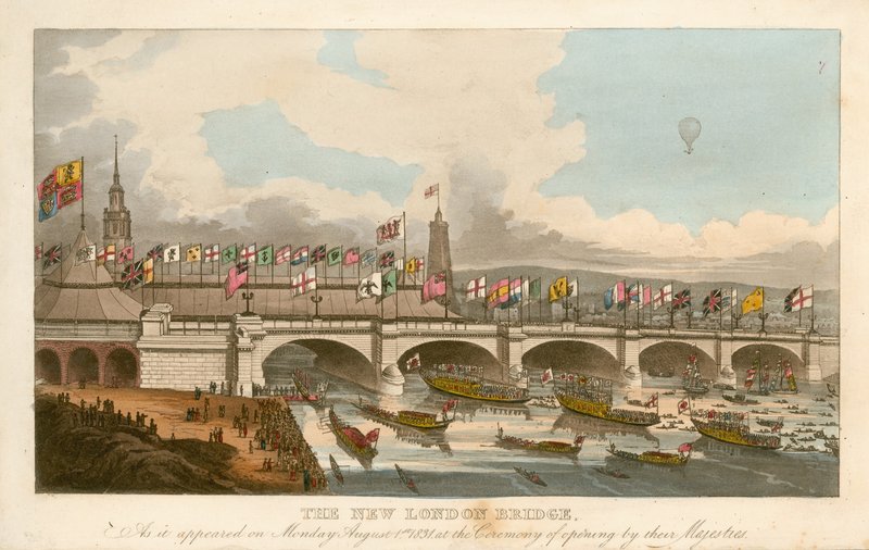 Die neue London Bridge, 1. August 1831 von English School