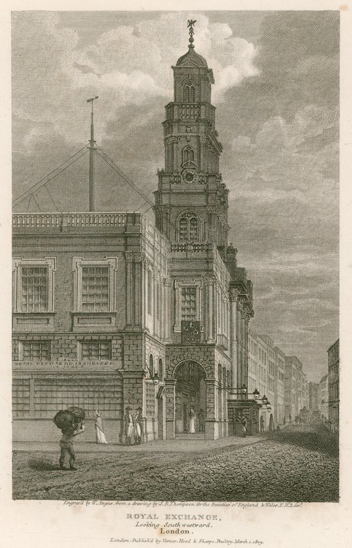 Die Royal Exchange, London, Blick nach Südwesten von English School