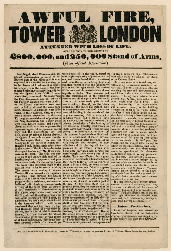 Tower von London Feuer, 1841 von English School