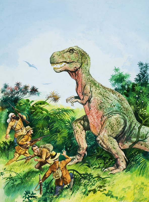 Tyrannosaurus Rex konfrontiert Männer von English School