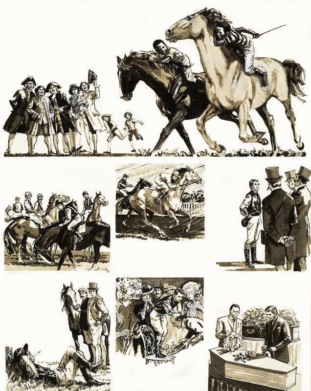Unidentifizierte Geschichte eines Jockeys von English School