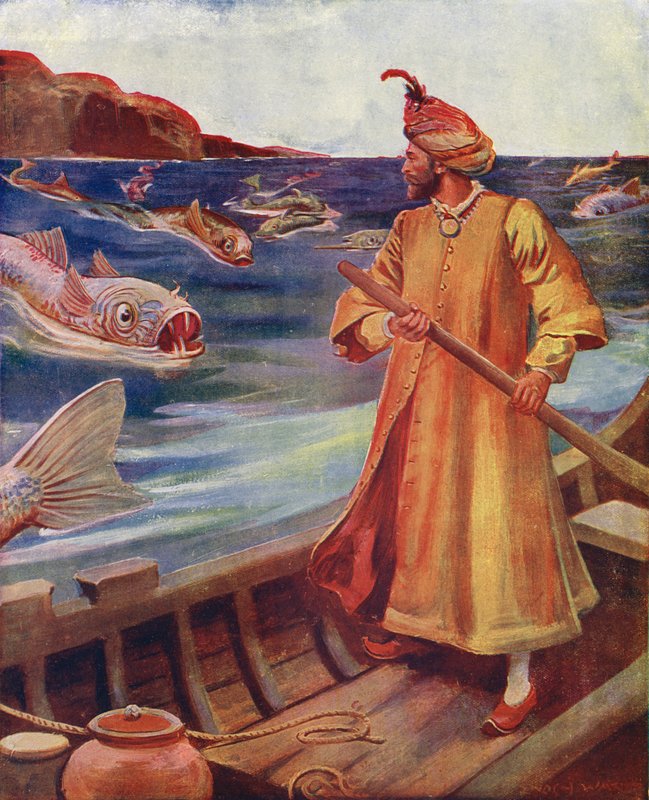 Sindbad sieht die riesigen Fische von Enoch Ward