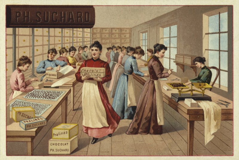 Verpacken von Schokolade in einer Fabrik von European School