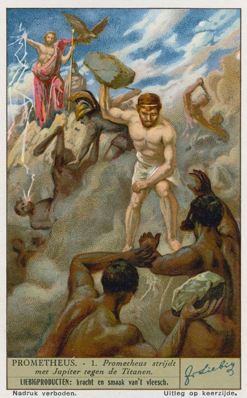 Prometheus und Zeus (Jupiter) kämpfen gegen die Titanen von European School