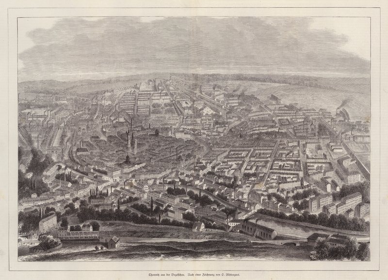 Vogelperspektive von Chemnitz, Deutschland von European School