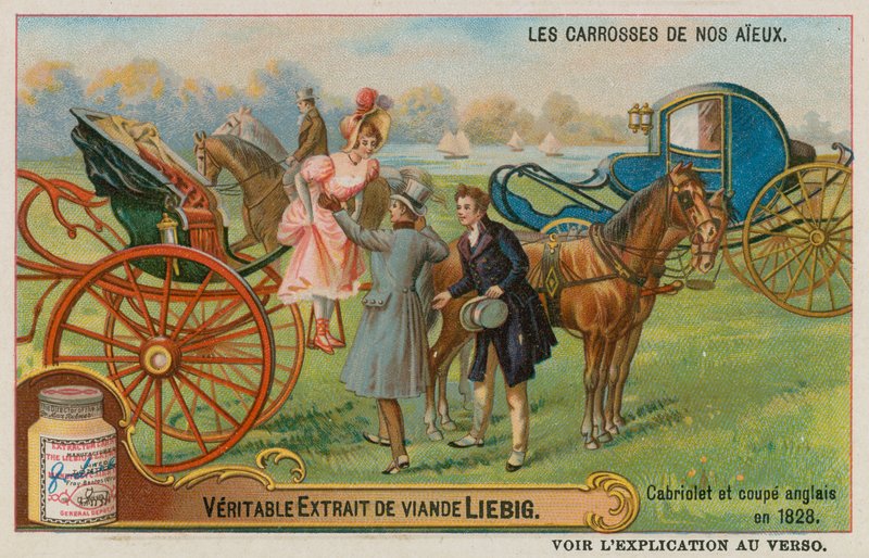 Englische Cabriolet- und Coupé-Kutschen im Jahr 1828 von European School
