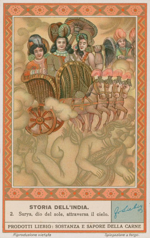 Surya, der Sonnengott, überquert den Himmel von European School