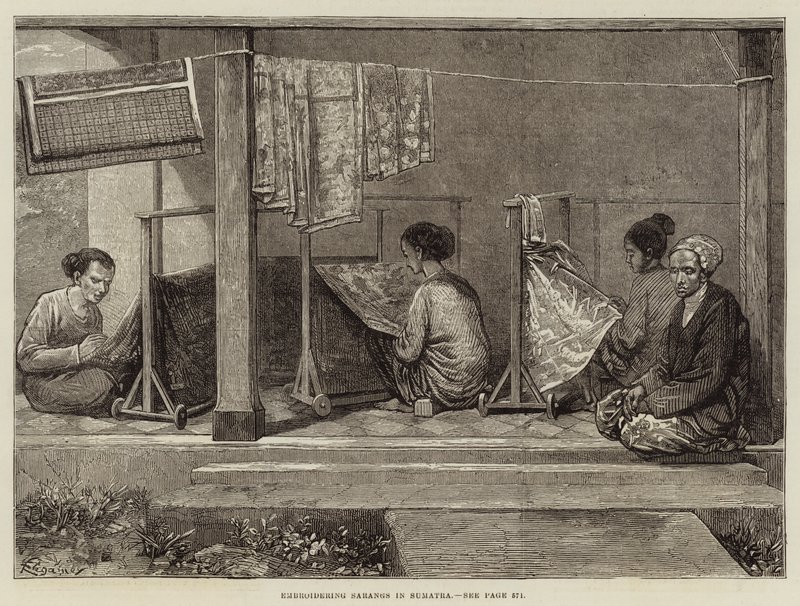 Stickende Sarangs in Sumatra von Felix Regamey