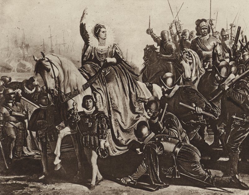 Königin Elisabeth in Tilbury (Fotogravur) von Ferdinand II Piloty