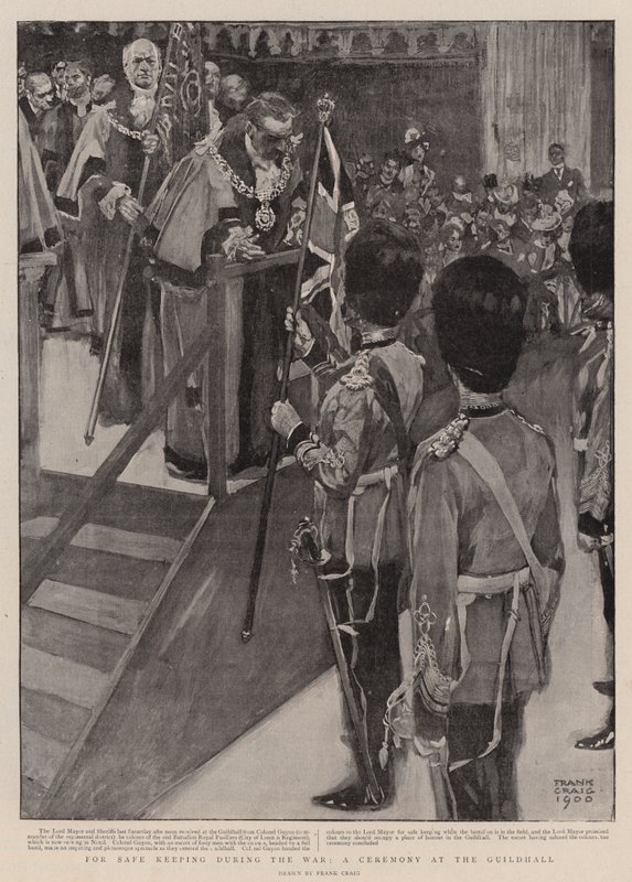Zur sicheren Aufbewahrung während des Krieges, eine Zeremonie in der Guildhall von Frank Craig