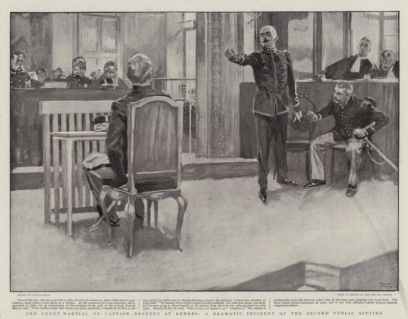 Das Kriegsgericht über Hauptmann Dreyfus in Rennes, ein dramatisches Ereignis der zweiten öffentlichen Sitzung von Frank Craig