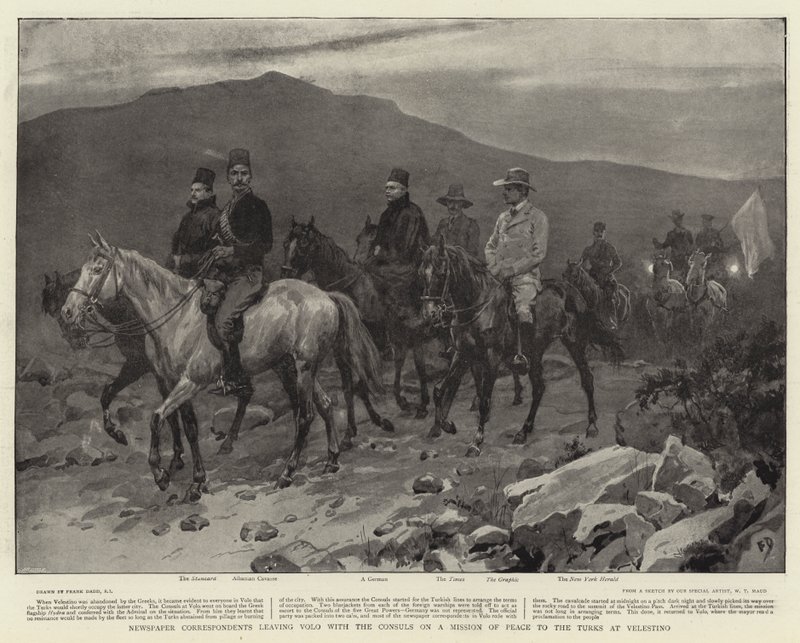Zeitungskorrespondenten verlassen Volo mit den Konsuln auf einer Friedensmission zu den Türken in Velestino von Frank Dadd