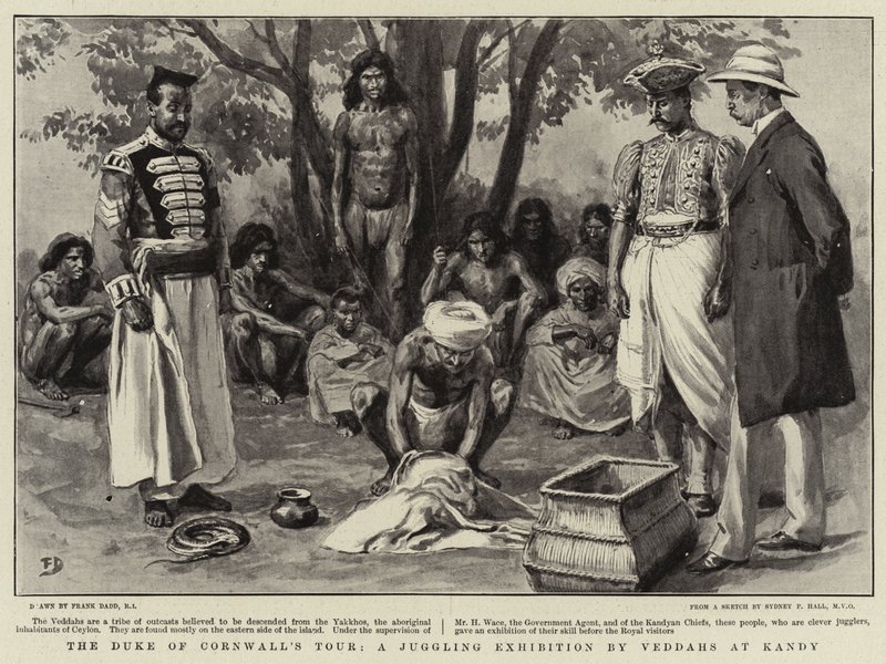 Die Tour des Herzogs von Cornwall, eine Jongliervorführung von Veddahs in Kandy von Frank Dadd