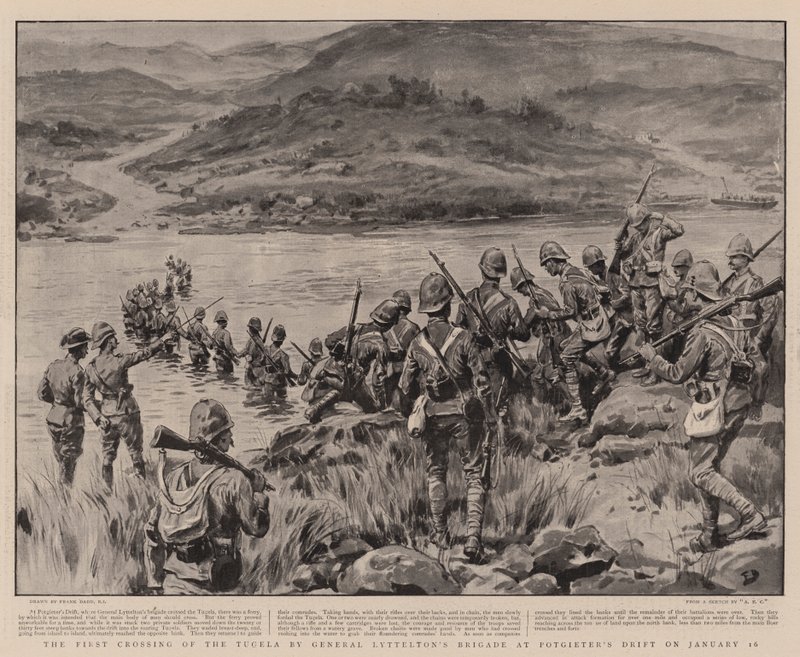 Die erste Überquerung des Tugela durch General Lytteltons Brigade bei Potgieter