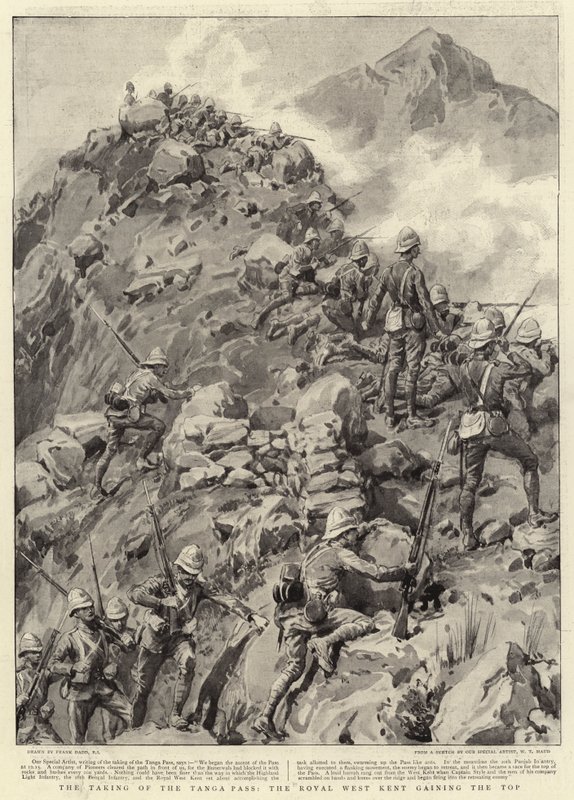 Die Einnahme des Tanga-Passes, die Royal West Kent erreichen den Gipfel von Frank Dadd