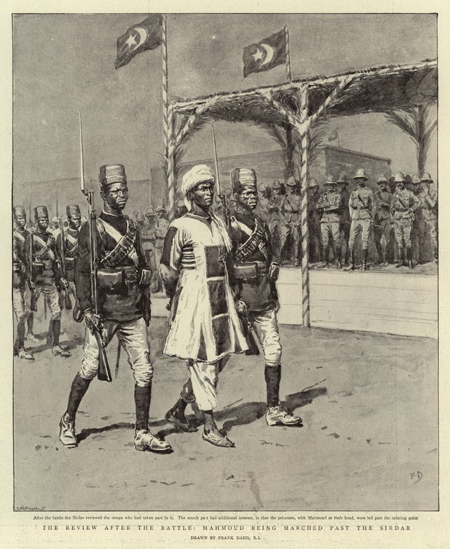 Die Überprüfung nach der Schlacht, Mahmoud marschiert am Sirdar vorbei von Frank Dadd