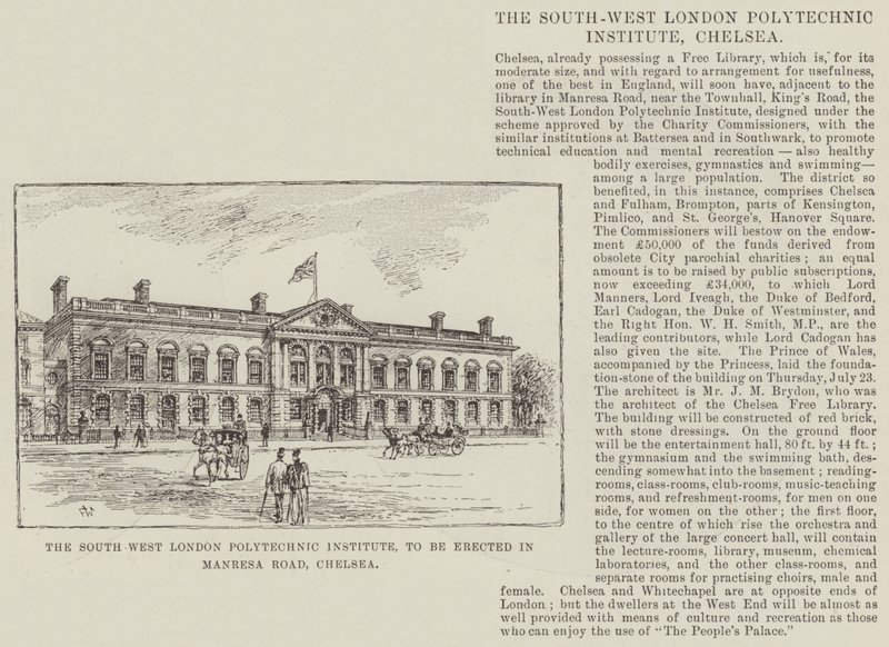 Das South West London Polytechnic Institute, zu errichten in der Manresa Road, Chelsea von Frank Watkins