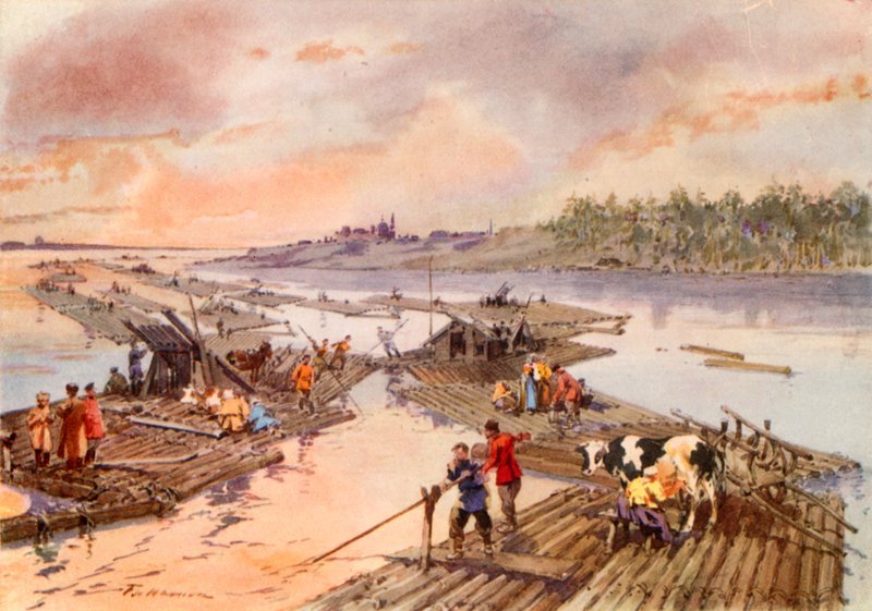 Flöße auf der Wolga von Frederic de Haenen