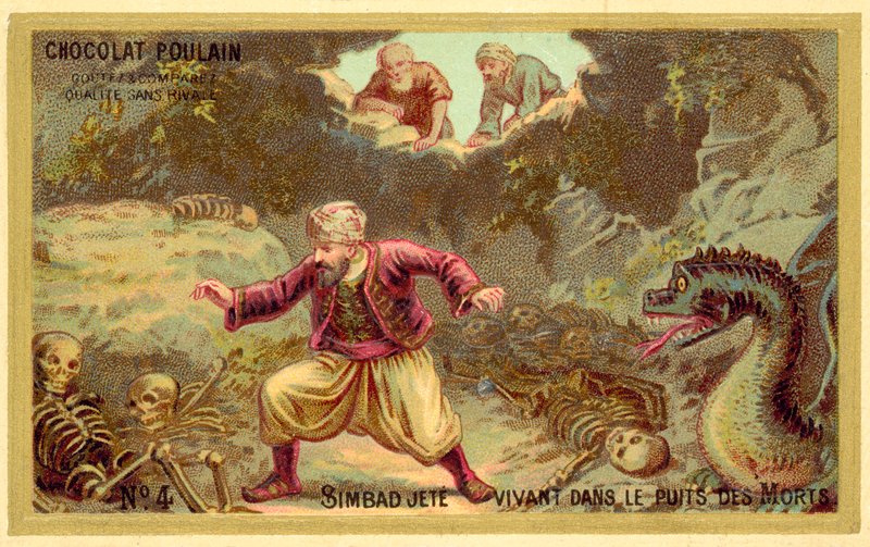 Sindbad wird lebendig in die Gruben der Toten geworfen von French School