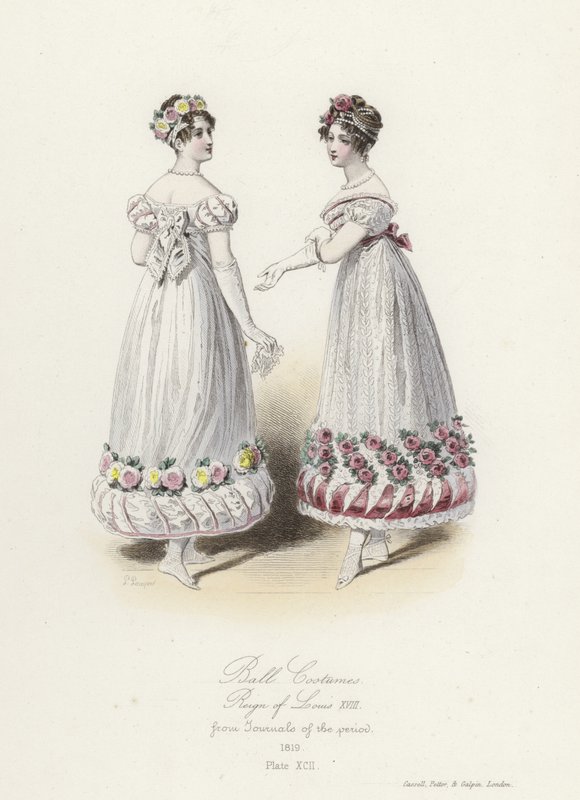 Ballkostüme, Regierungszeit von Ludwig XVIII. von French School