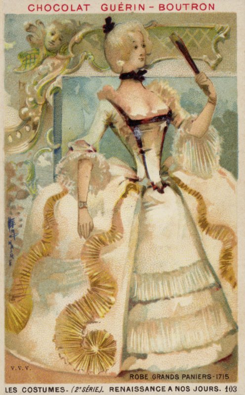Kleid mit großen Reifröcken, 1715 von French School