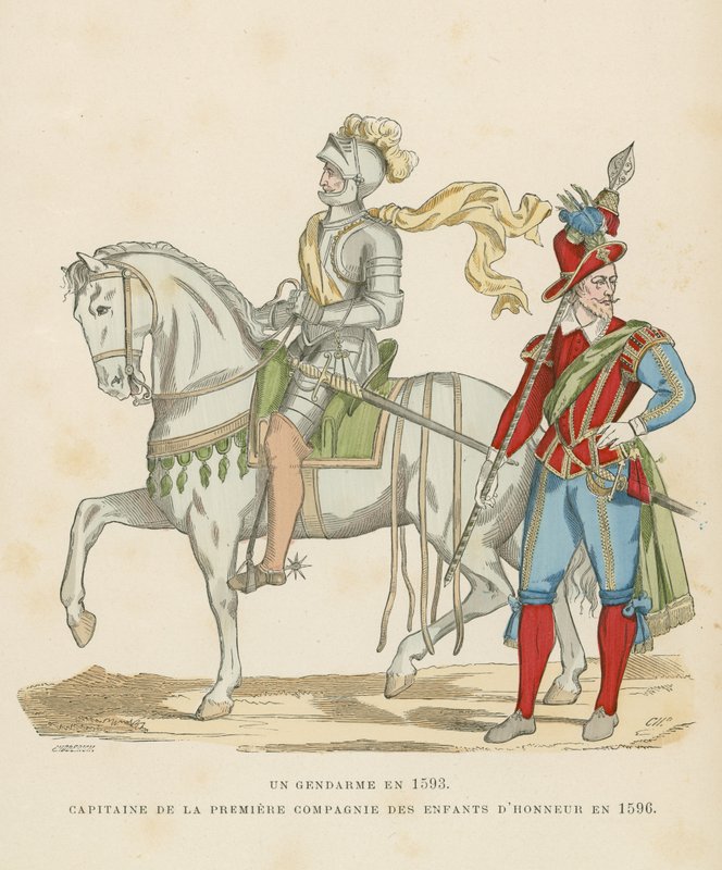 Französische Militäruniform, spätes 16. Jahrhundert von French School
