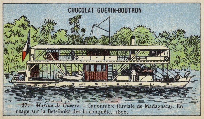 Französisches Flusskanonenboot in Madagaskar von French School