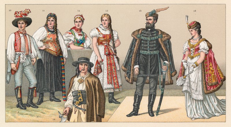 Ungarische und kroatische Tracht von French School