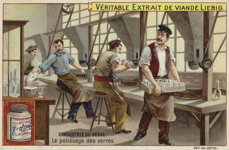 Liebig-Karte mit der Glasindustrie von French School
