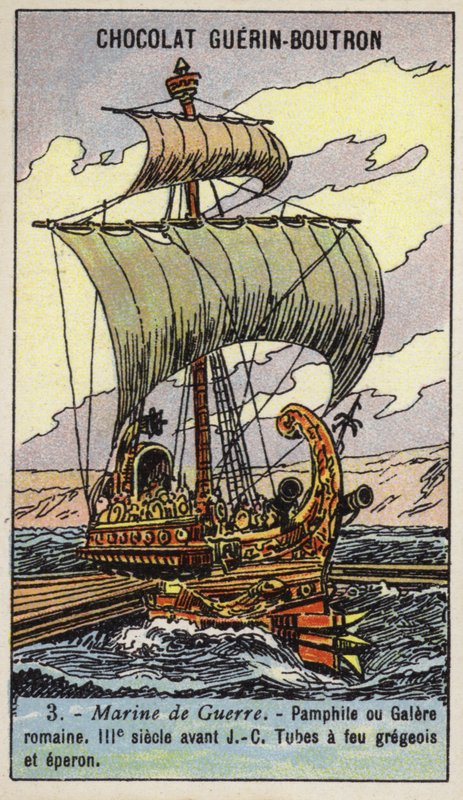 Römische Galeere, 3. Jahrhundert v. Chr. von French School