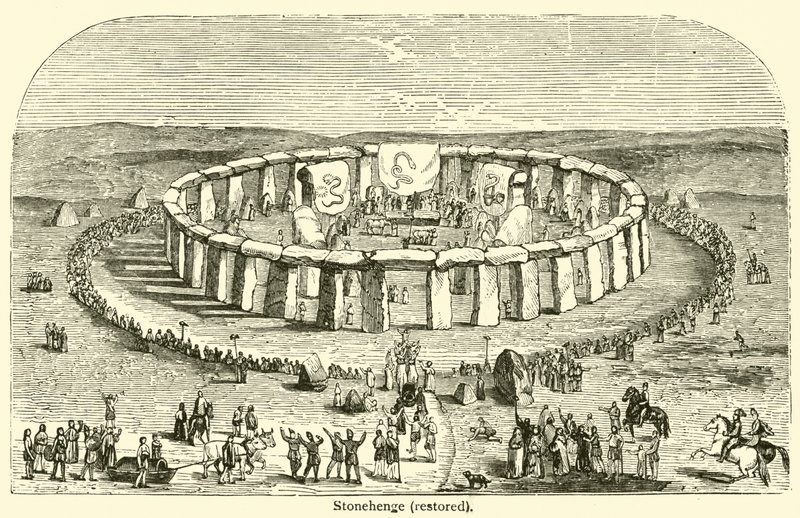 Stonehenge, restauriert (Gravur) von French School