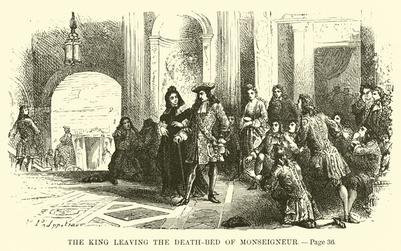 Der König verlässt das Sterbebett von Monseigneur von French School